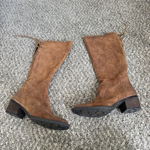 Born Women's Felicia Boot Size 9 M Tall Block Heel Brown Distressed Western Boho - Picture 1 of 7